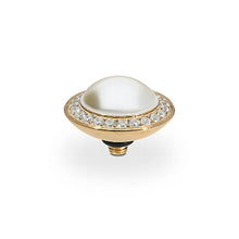 Load image into Gallery viewer, QUDO INTERCHANGEABLE TONDO DELUXE TOP 13MM - CREAM PEARL EUROPEAN CRYSTAL - GOLD PLATED
