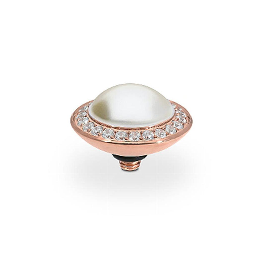 QUDO INTERCHANGEABLE TONDO DELUXE TOP 13MM - CREAM PEARL EUROPEAN CRYSTAL - ROSE GOLD PLATED