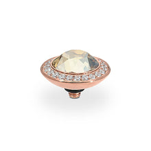 Load image into Gallery viewer, QUDO INTERCHANGEABLE TONDO DELUXE TOP 13MM - GOLDEN SHADOW EUROPEAN CRYSTAL - ROSE GOLD PLATED
