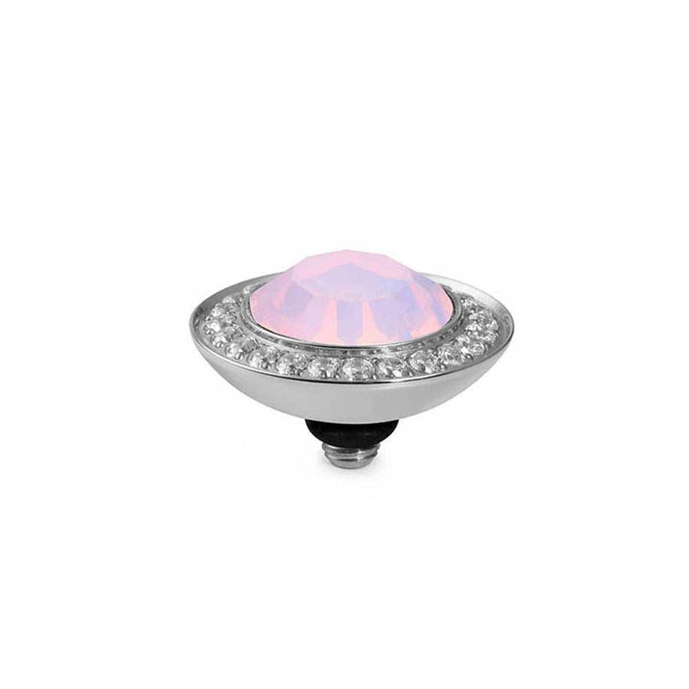 QUDO INTERCHANGEABLE TONDO DELUXE TOP 13MM - ROSE OPAL CRYSTAL - STAINLESS STEEL