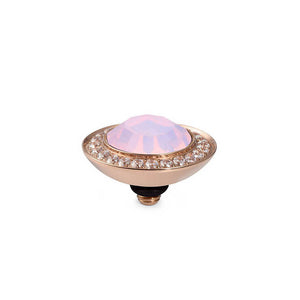 QUDO INTERCHANGEABLE TONDO DELUXE TOP 13MM - ROSE OPAL CRYSTAL - ROSE GOLD PLATED