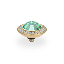 Load image into Gallery viewer, QUDO INTERCHANGEABLE TONDO DELUXE TOP 13MM - CHRYSOLITE EUROPEAN CRYSTAL - GOLD PLATED
