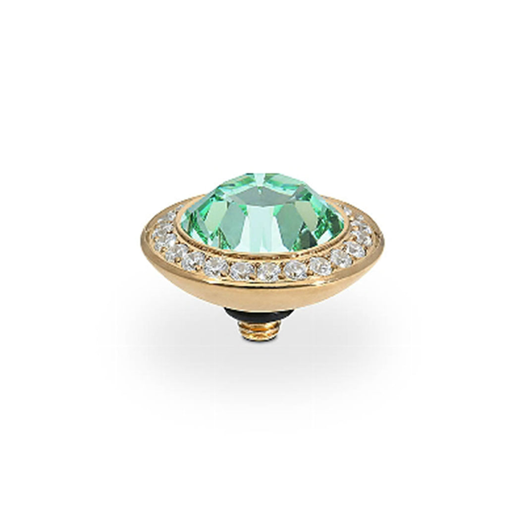 QUDO INTERCHANGEABLE TONDO DELUXE TOP 13MM - CHRYSOLITE EUROPEAN CRYSTAL - GOLD PLATED