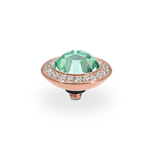 Load image into Gallery viewer, QUDO INTERCHANGEABLE TONDO DELUXE TOP 13MM - CHRYSOLITE EUROPEAN CRYSTAL - ROSE GOLD PLATED
