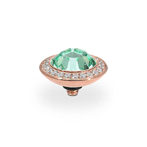 QUDO INTERCHANGEABLE TONDO DELUXE TOP 13MM - CHRYSOLITE EUROPEAN CRYSTAL - ROSE GOLD PLATED