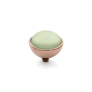 QUDO INTERCHANGEABLE BOTTONE TOP 11.5MM - PASTEL GREEN EUROPEAN CRYSTAL PEARL - ROSE GOLD PLATED