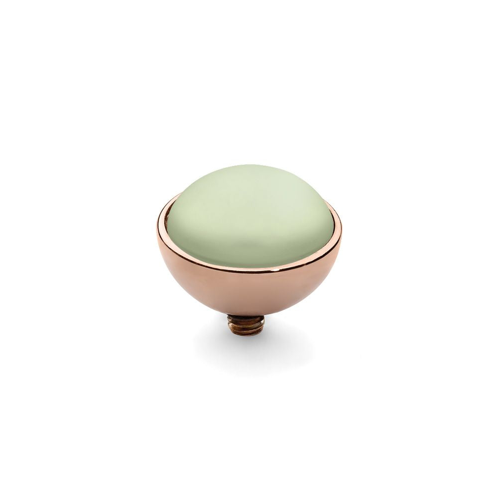 QUDO INTERCHANGEABLE BOTTONE TOP 11.5MM - PASTEL GREEN EUROPEAN CRYSTAL PEARL - ROSE GOLD PLATED