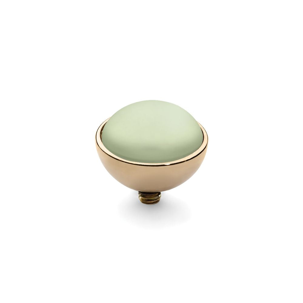 QUDO INTERCHANGEABLE BOTTONE TOP 11.5MM - PASTEL GREEN EUROPEAN CRYSTAL PEARL - GOLD PLATED