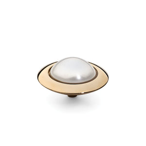 QUDO INTERCHANGEABLE TONDO TOP 16MM - WHITE EUROPEAN CRYSTAL PEARL - GOLD PLATED