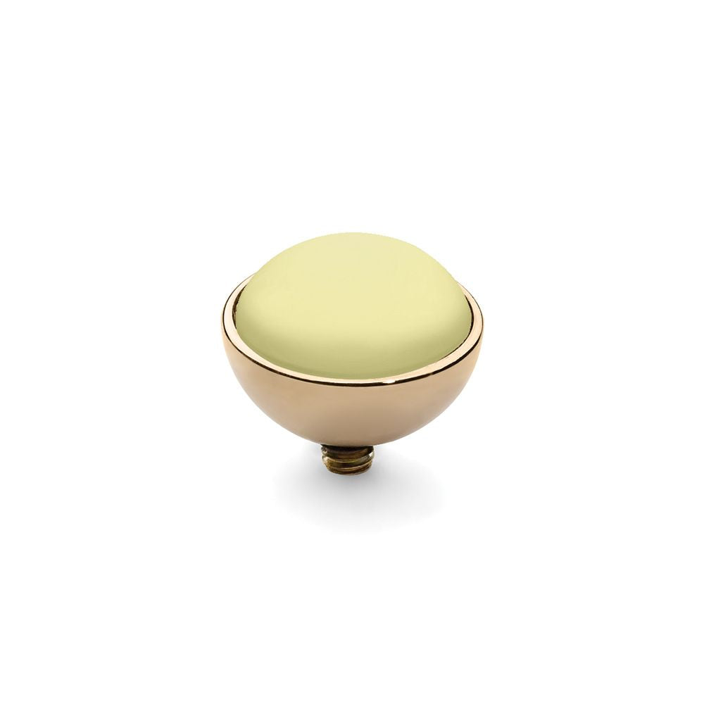 QUDO INTERCHANGEABLE BOTTONE TOP 11.5MM - PASTEL YELLOW EUROPEAN CRYSTAL PEARL - GOLD PLATED