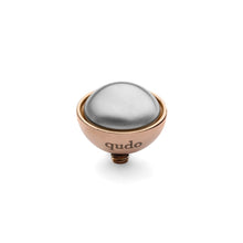 Load image into Gallery viewer, QUDO INTERCHANGEABLE BOTTONE TOP 11.5MM - GREY EUROPEAN CRYSTAL PEARL - ROSE GOLD PLATED
