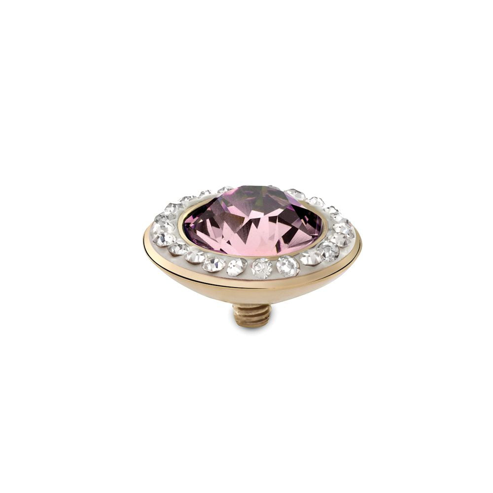 QUDO INTERCHANGEABLE TONDO DELUXE TOP 13MM - LIGHT AMETHYST EUROPEAN CRYSTAL - GOLD PLATED