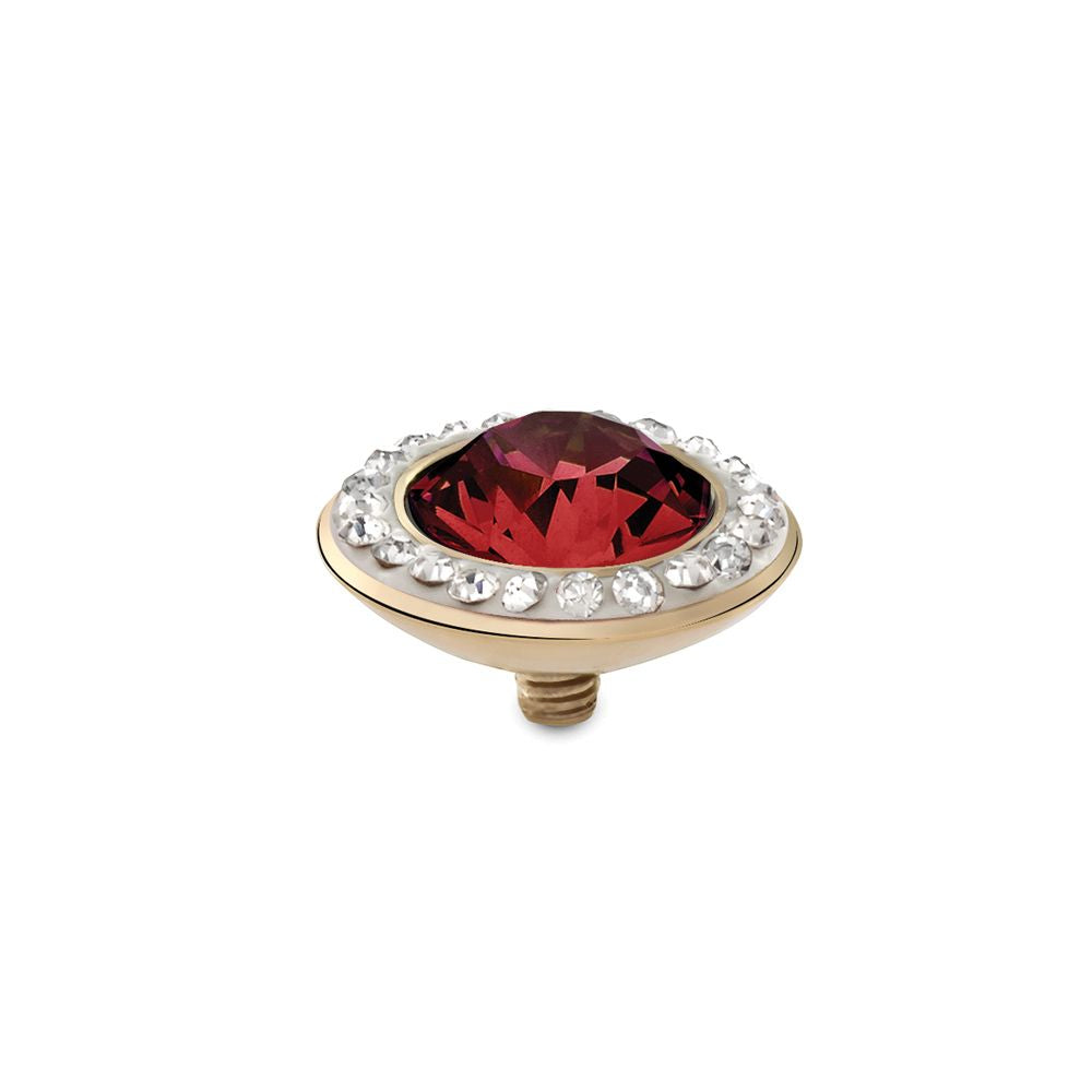QUDO INTERCHANGEABLE TONDO DELUXE TOP 13MM - SCARLET EUROPEAN CRYSTAL - GOLD PLATED