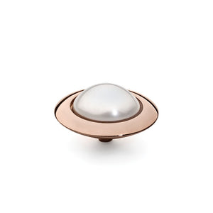 QUDO INTERCHANGEABLE TONDO TOP 16MM - WHITE EUROPEAN CRYSTAL PEARL -  ROSE GOLD PLATED