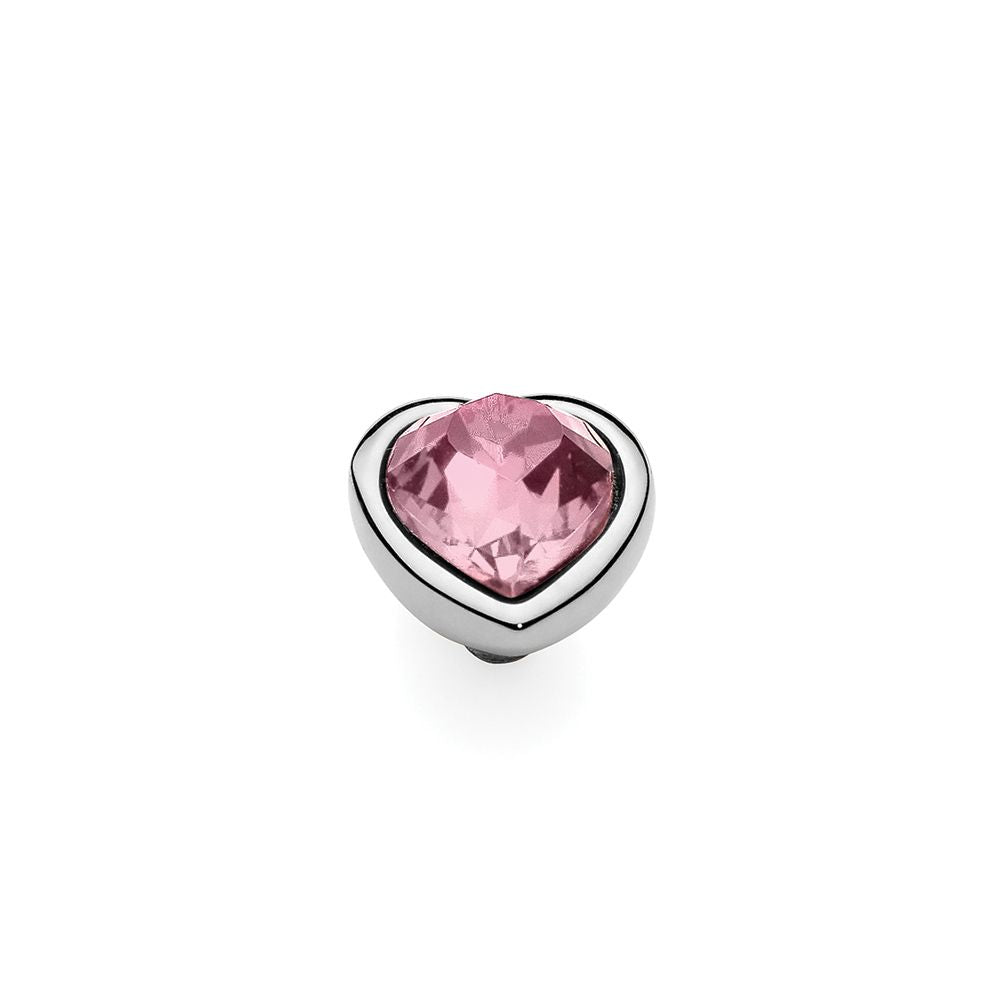 QUDO INTERCHANGEABLE CUORE TOP 9MM - LIGHT ROSE EUROPEAN CRYSTAL - STAINLESS STEEL