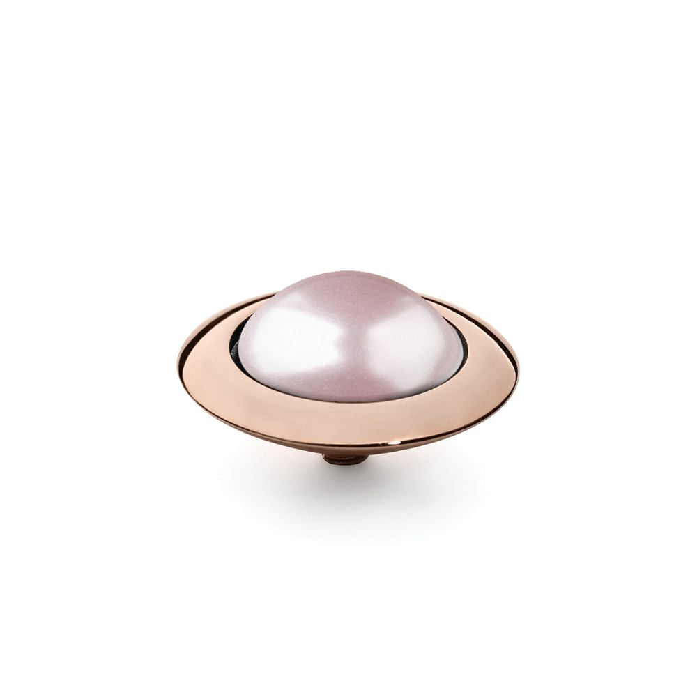 QUDO INTERCHANGEABLE TONDO TOP 16MM - ROSALINE EUROPEAN CRYSTAL PEARL - ROSE GOLD PLATED
