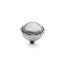 Load image into Gallery viewer, QUDO INTERCHANGEABLE BOTTONE TOP 11.5MM - GREY EUROPEAN CRYSTAL PEARL - STAINLESS STEEL
