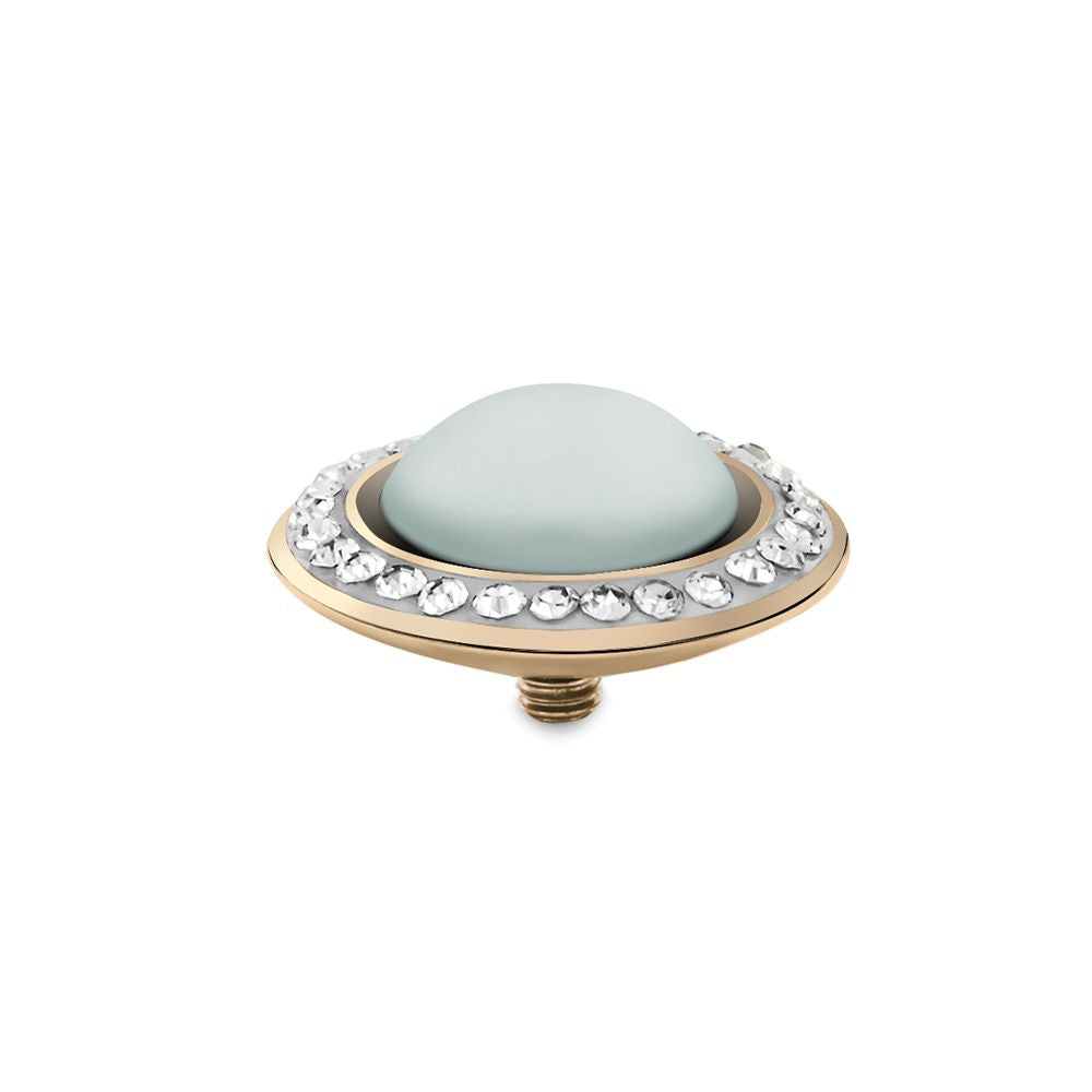 QUDO INTERCHANGEABLE TONDO DELUXE TOP 16MM - PASTEL BLUE EUROPEAN CRYSTAL PEARL - GOLD PLATED