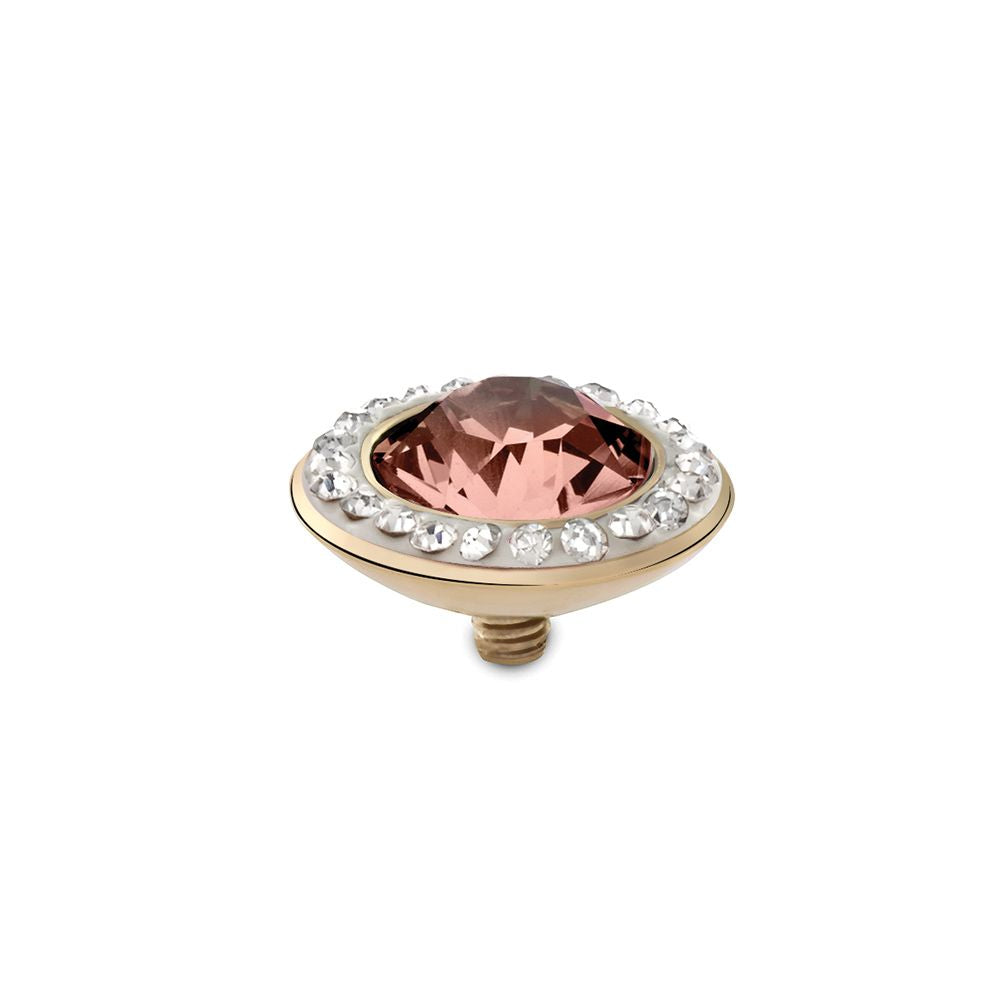 QUDO INTERCHANGEABLE TONDO DELUXE TOP 13MM - VINTAGE ROSE EUROPEAN CRYSTAL - GOLD PLATED