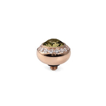 Load image into Gallery viewer, QUDO INTERCHANGEABLE TONDO DELUXE TOP 10MM - SMOKY QUARTZ EUROPEAN CRYSTAL - ROSE GOLD PLATED
