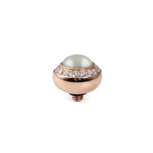 Load image into Gallery viewer, QUDO INTERCHANGEABLE TONDO DELUXE TOP 10MM - LIGHT GREY EUROPEAN CRYSTAL PEARL - ROSE GOLD PLATED
