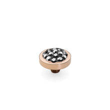 Load image into Gallery viewer, QUDO INTERCHANGEABLE CETTA TOP 8MM - JET HEMATITE EUROPEAN CRYSTALS - ROSE GOLD PLATED
