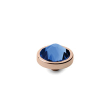 Load image into Gallery viewer, QUDO INTERCHANGEABLE CANINO TOP 9MM - SAPPHIRE EUROPEAN CRYSTAL - ROSE GOLD PLATED
