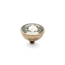Load image into Gallery viewer, QUDO INTERCHANGEABLE BOTTONE TOP 11.5MM - SILVER SHADE EUROPEAN CRYSTAL - GOLD PLATED
