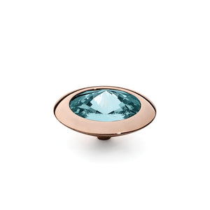 QUDO INTERCHANGEABLE TONDO TOP 16MM - LIGHT TURQUOISE EUROPEAN CRYSTAL - ROSE GOLD PLATED
