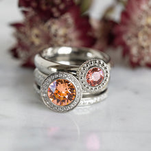 Load image into Gallery viewer, QUDO INTERCHANGEABLE TONDO DELUXE TOP 13MM - APRICOT CRYSTAL - ROSE GOLD PLATED
