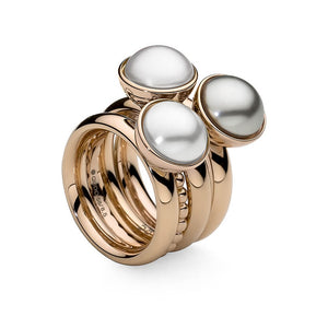 QUDO INTERCHANGEABLE BOTTONE TOP 11.5MM - GREY EUROPEAN CRYSTAL PEARL - ROSE GOLD PLATED