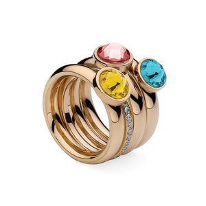 QUDO INTERCHANGEABLE ETERNITY SPACER RING -  GOLD PLATED STAINLESS STEEL