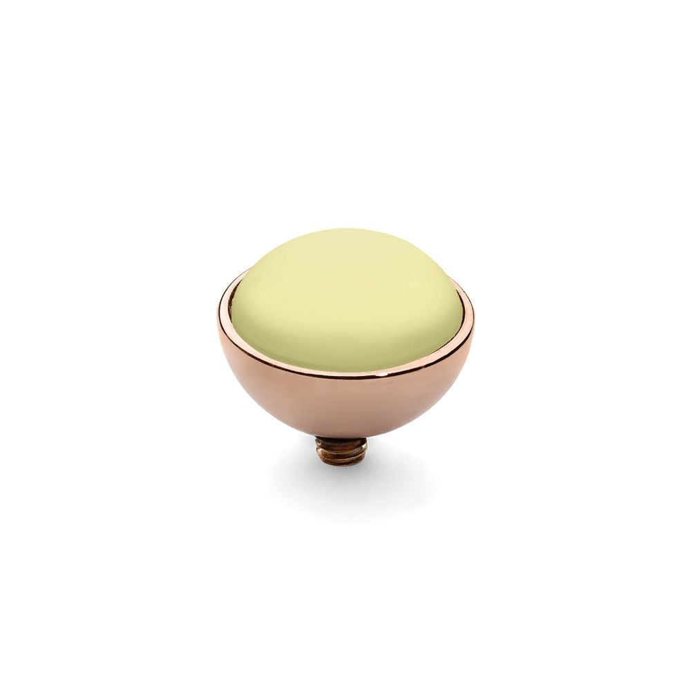 QUDO INTERCHANGEABLE BOTTONE TOP 11.5MM - PASTEL YELLOW EUROPEAN CRYSTAL PEARL - ROSE GOLD PLATED