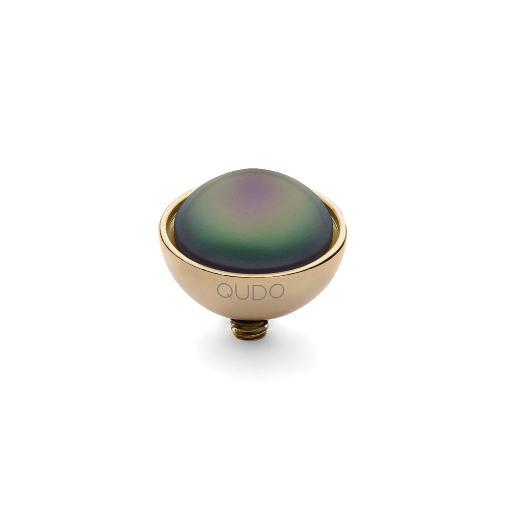 QUDO INTERCHANGEABLE BOTTONE TOP 11.5MM - SCARABEUS EUROPEAN CRYSTAL PEARL - GOLD PLATED