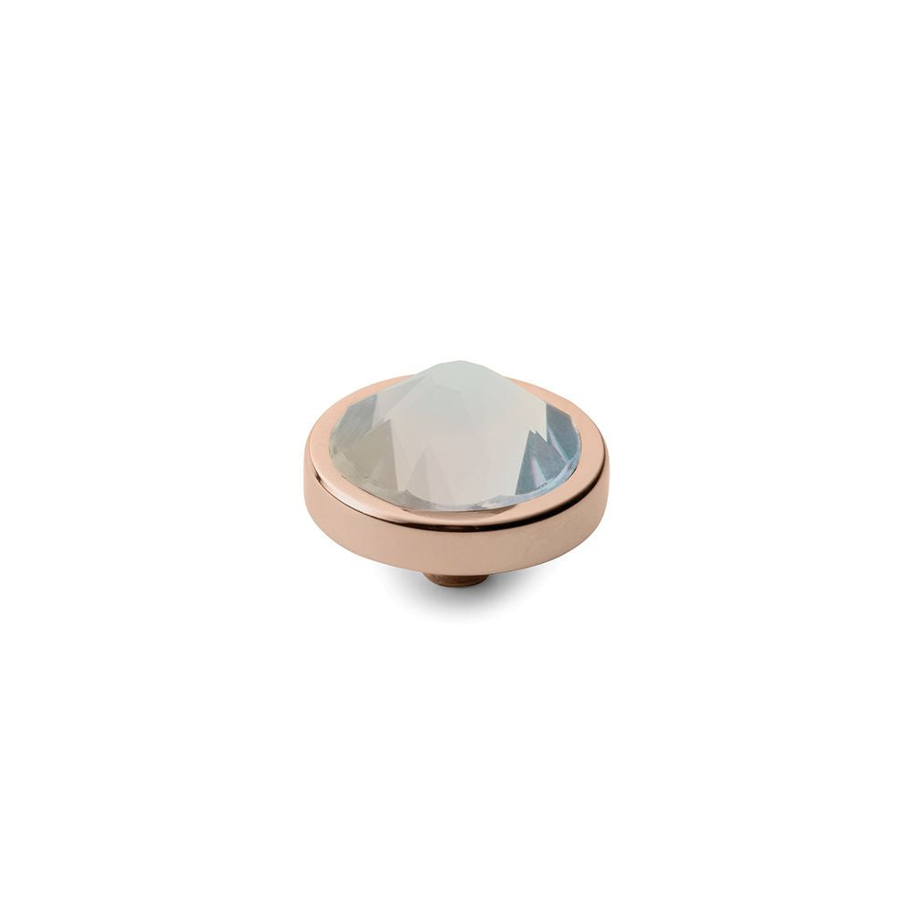 QUDO INTERCHANGEABLE CANINO TOP 9MM - WHITE OPAL EUROPEAN CRYSTAL - ROSE GOLD PLATED