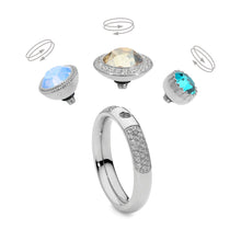 Load image into Gallery viewer, QUDO INTERCHANGEABLE LONDON TOP 8MM - BLUE ZIRCON EUROPEAN CRYSTAL - ROSE GOLD PLATED

