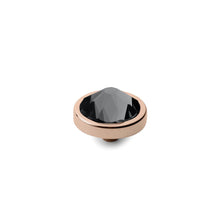 Load image into Gallery viewer, QUDO INTERCHANGEABLE CANINO TOP 9MM - GRAPHITE EUROPEAN CRYSTAL - ROSE GOLD PLATED
