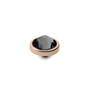 QUDO INTERCHANGEABLE CANINO TOP 9MM - GRAPHITE EUROPEAN CRYSTAL - ROSE GOLD PLATED