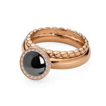 Load image into Gallery viewer, QUDO INTERCHANGEABLE CANINO DELUXE TOP 10.5MM - JET HEMATITE EUROPEAN CRYSTAL PEARL - ROSE GOLD PLATED
