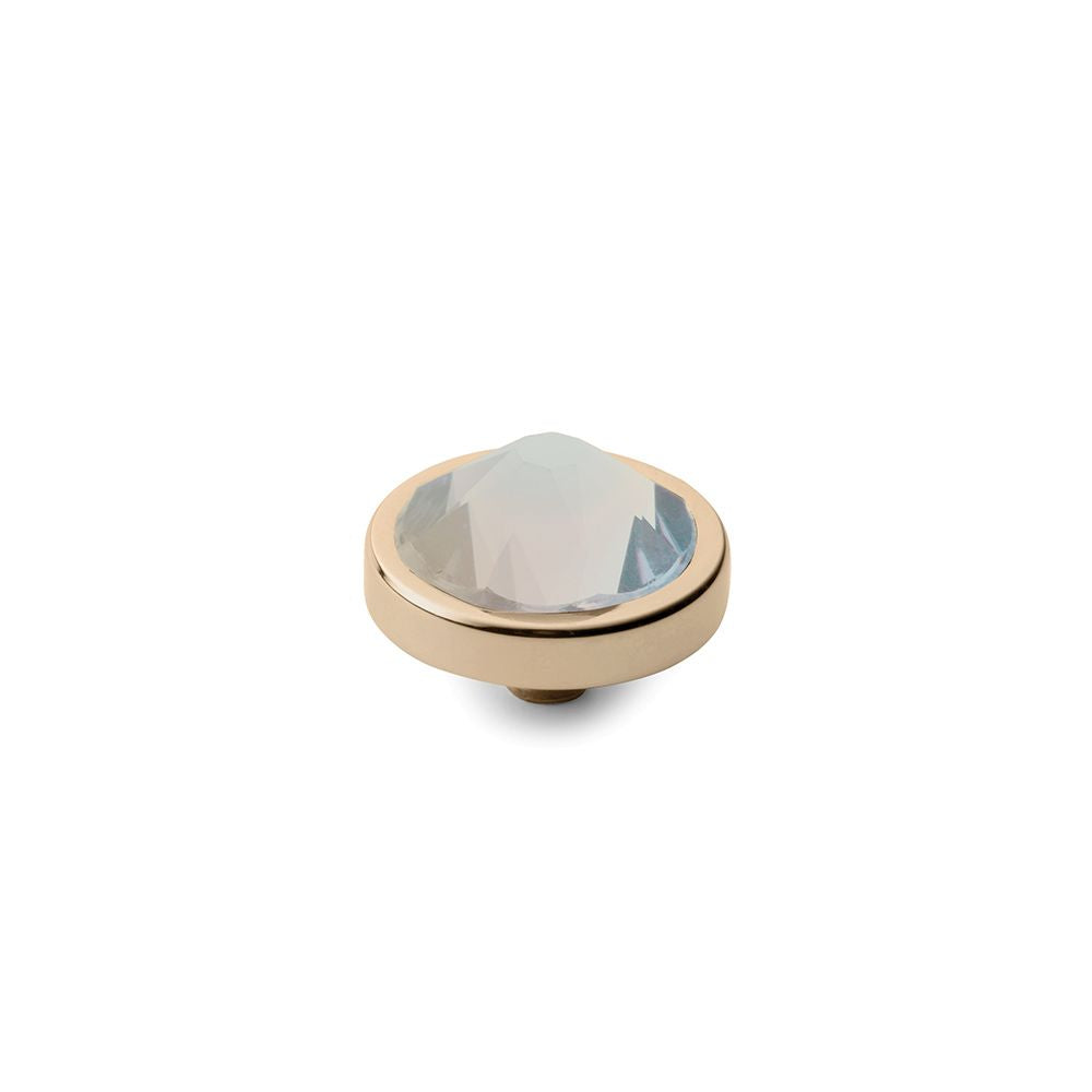 QUDO INTERCHANGEABLE CANINO TOP 9MM - WHITE OPAL EUROPEAN CRYSTAL - GOLD PLATED