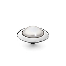 Load image into Gallery viewer, QUDO INTERCHANGEABLE TONDO TOP 16MM - WHITE EUROPEAN CRYSTAL PEARL - STAINLESS STEEL
