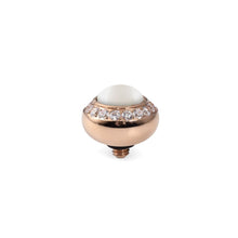 Load image into Gallery viewer, QUDO INTERCHANGEABLE TONDO DELUXE TOP 10MM - WHITE EUROPEAN CRYSTAL PEARL - ROSE GOLD PLATED
