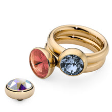 Load image into Gallery viewer, QUDO INTERCHANGEABLE SESTO TOP 10MM - LIGHT SAPPHIRE EUROPEAN CRYSTAL - GOLD PLATED

