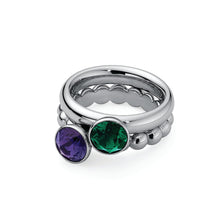 Load image into Gallery viewer, QUDO INTERCHANGEABLE CANINO TOP 9MM - PURPLE VELVET CRYSTAL - STAINLESS STEEL
