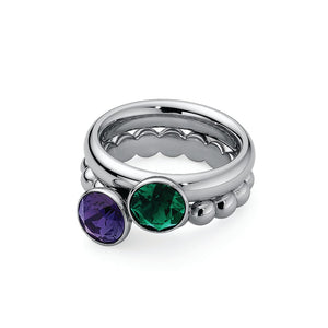 QUDO INTERCHANGEABLE CANINO TOP 9MM - EMERALD GREEN CRYSTAL - STAINLESS STEEL