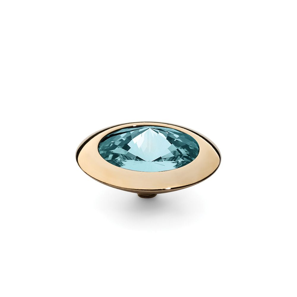QUDO INTERCHANGEABLE TONDO TOP 16MM - LIGHT TURQUOISE EUROPEAN CRYSTAL - GOLD PLATED