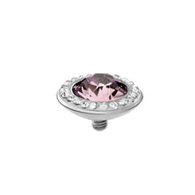 Load image into Gallery viewer, QUDO INTERCHANGEABLE TONDO DELUXE TOP 13MM - LIGHT AMETHYST EUROPEAN CRYSTAL - STAINLESS STEEL

