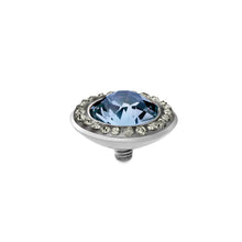 Load image into Gallery viewer, QUDO INTERCHANGEABLE TONDO DELUXE TOP 13MM - LIGHT SAPPHIRE EUROPEAN CRYSTAL - STAINLESS STEEL
