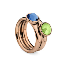 Load image into Gallery viewer, QUDO INTERCHANGEABLE CANINO TOP 9MM - SAPPHIRE EUROPEAN CRYSTAL - ROSE GOLD PLATED
