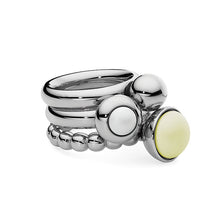 Load image into Gallery viewer, QUDO INTERCHANGEABLE BOTTONE TOP 11.5MM - PASTEL YELLOW EUROPEAN CRYSTAL PEARL - STAINLESS STEEL
